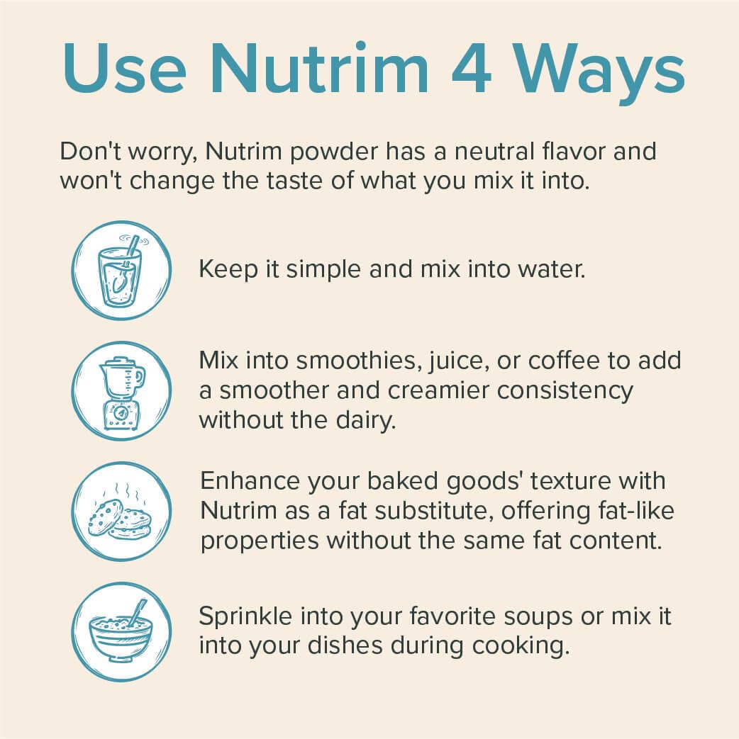 Nutrim Oat Bran Powder packaging close-up highlighting vegan, non-GMO features.