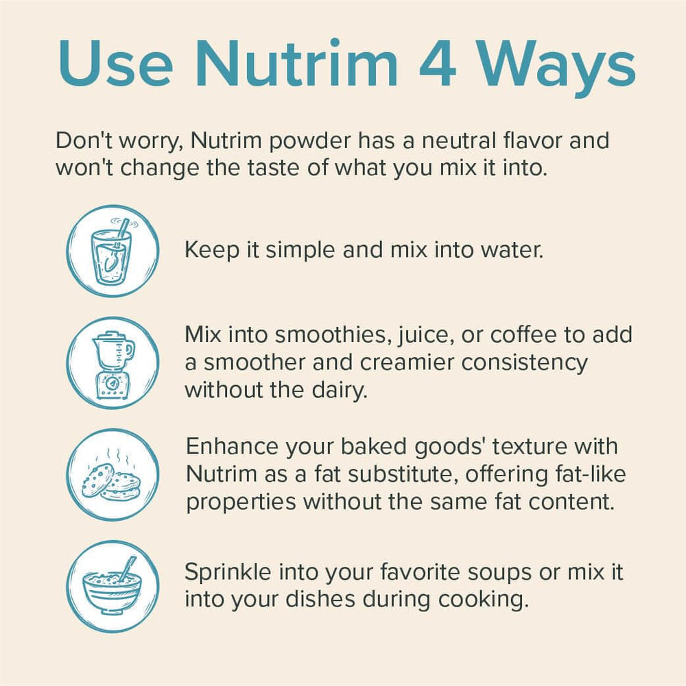 Nutrim Oat Bran Powder packaging close-up highlighting vegan, non-GMO features.