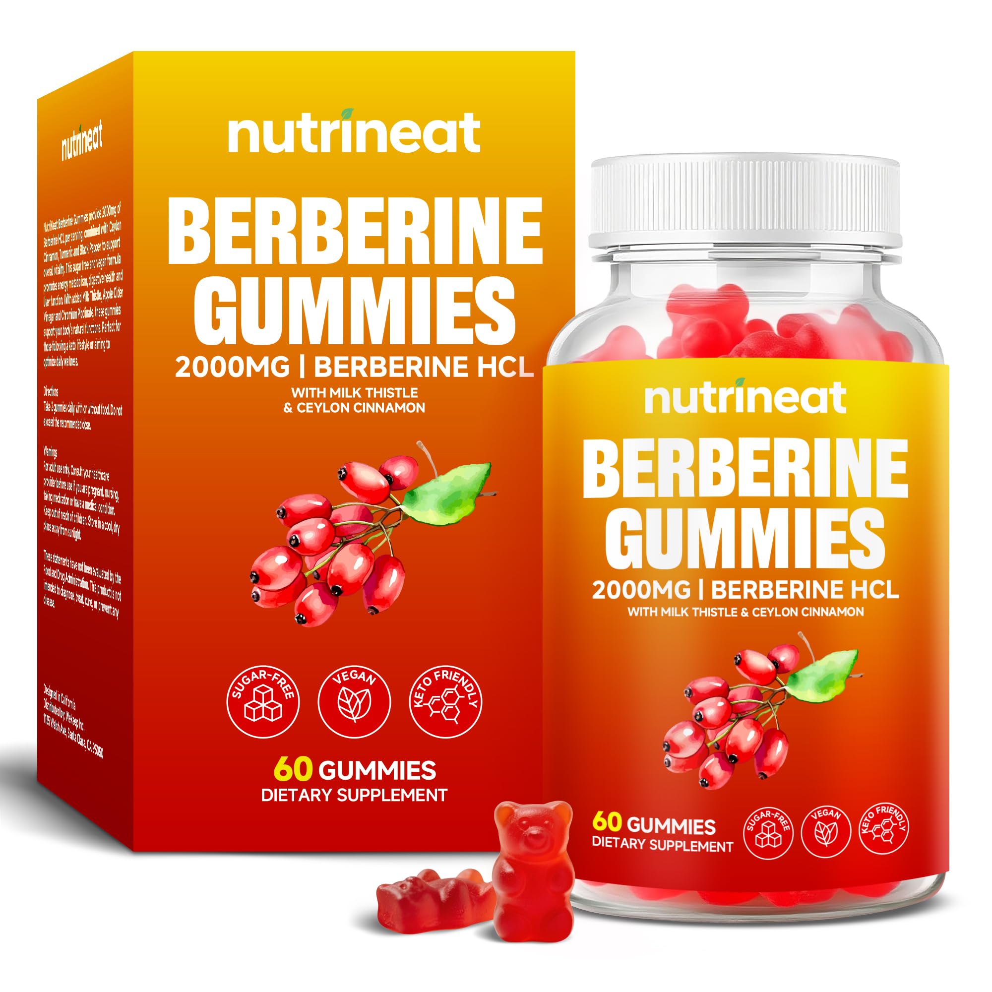 NutriNeat Berberine Gummies bottle front for convenient daily support.