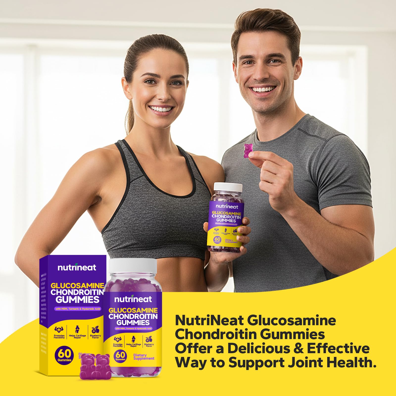 NutriNeat gummies bottle with easy daily use design.