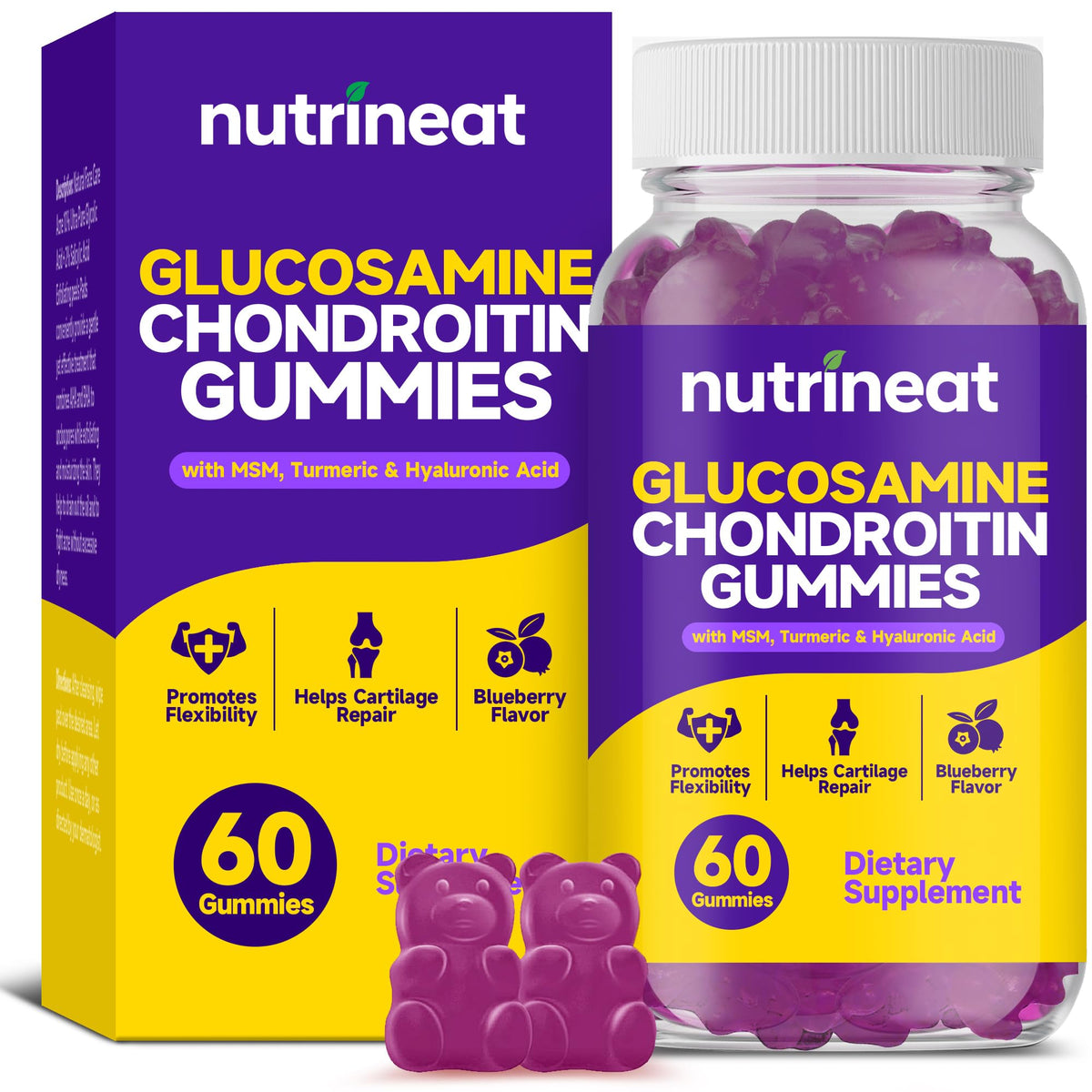 NutriNeat Glucosamine Chondroitin Gummies bottle for daily joint support.