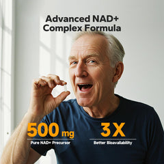 NutriNeat NAD+ capsules close-up highlights liposomal delivery for better absorption.