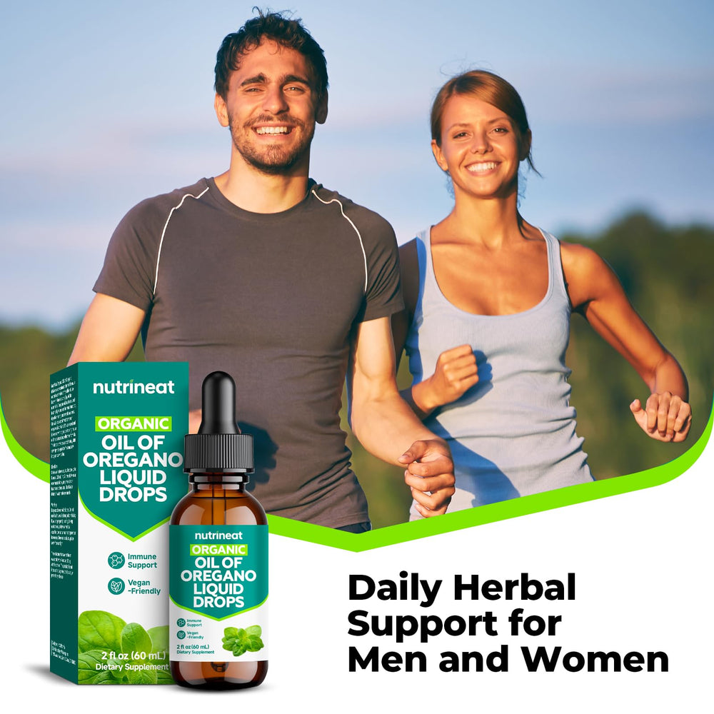 Packaging box highlighting organic non GMO formula for NutriNeat drops