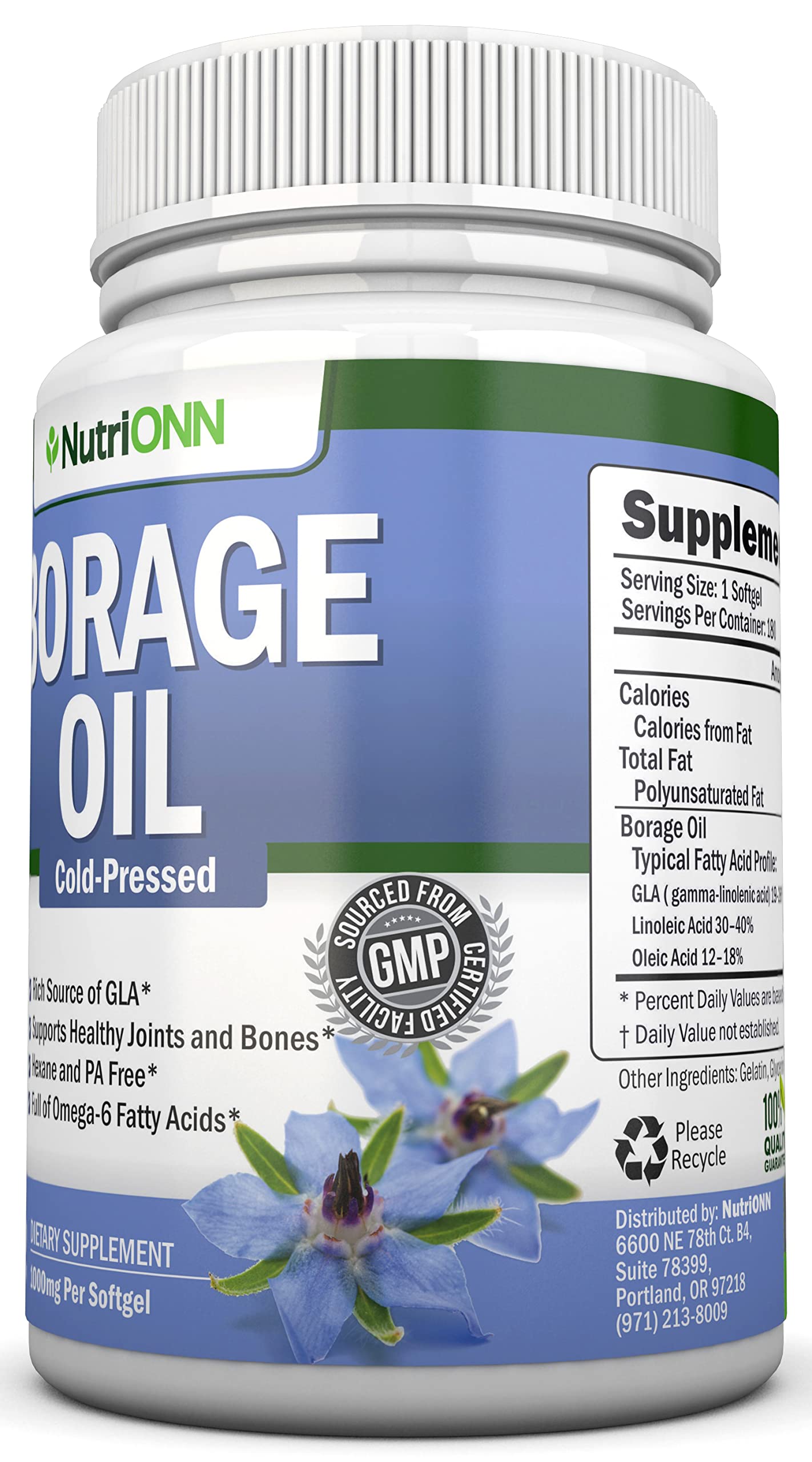 NutriONN Borage Oil bottle on shelf indicating quality