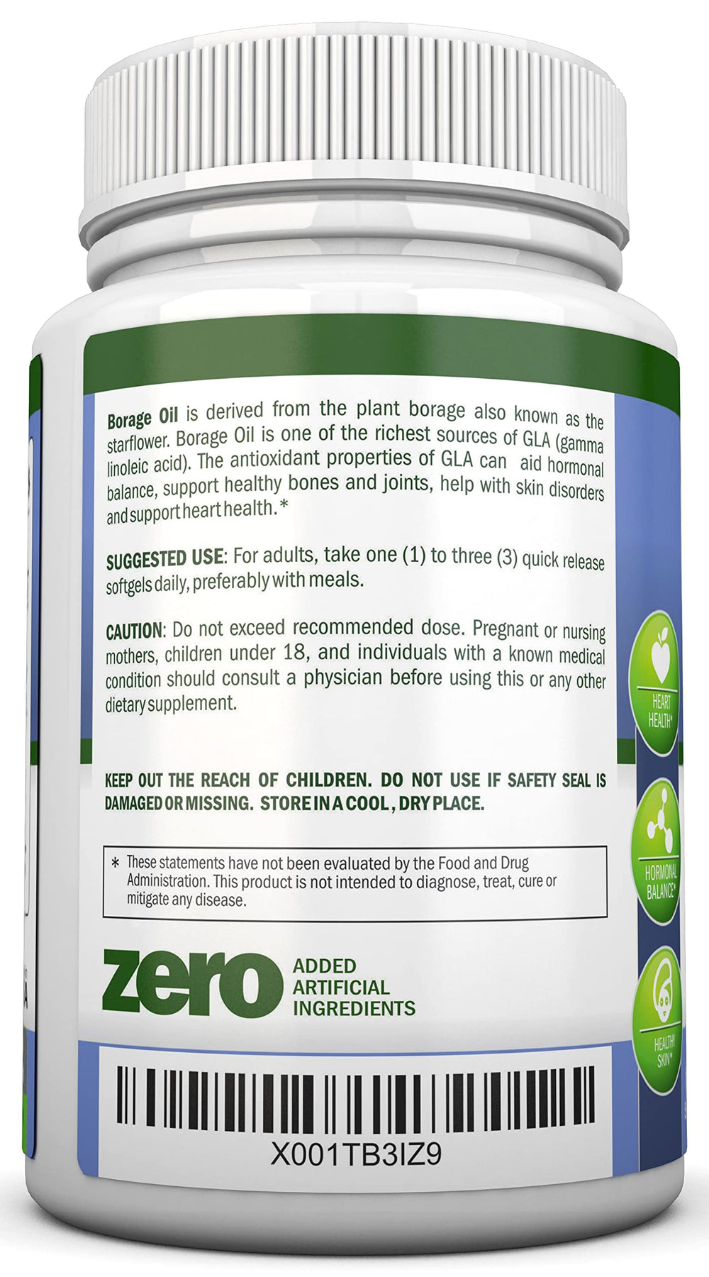 NutriONN Borage Oil capsules with hexane-free label