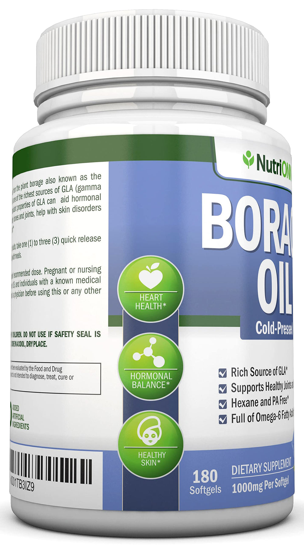 NutriONN Borage Oil pour shot highlighting golden oil texture