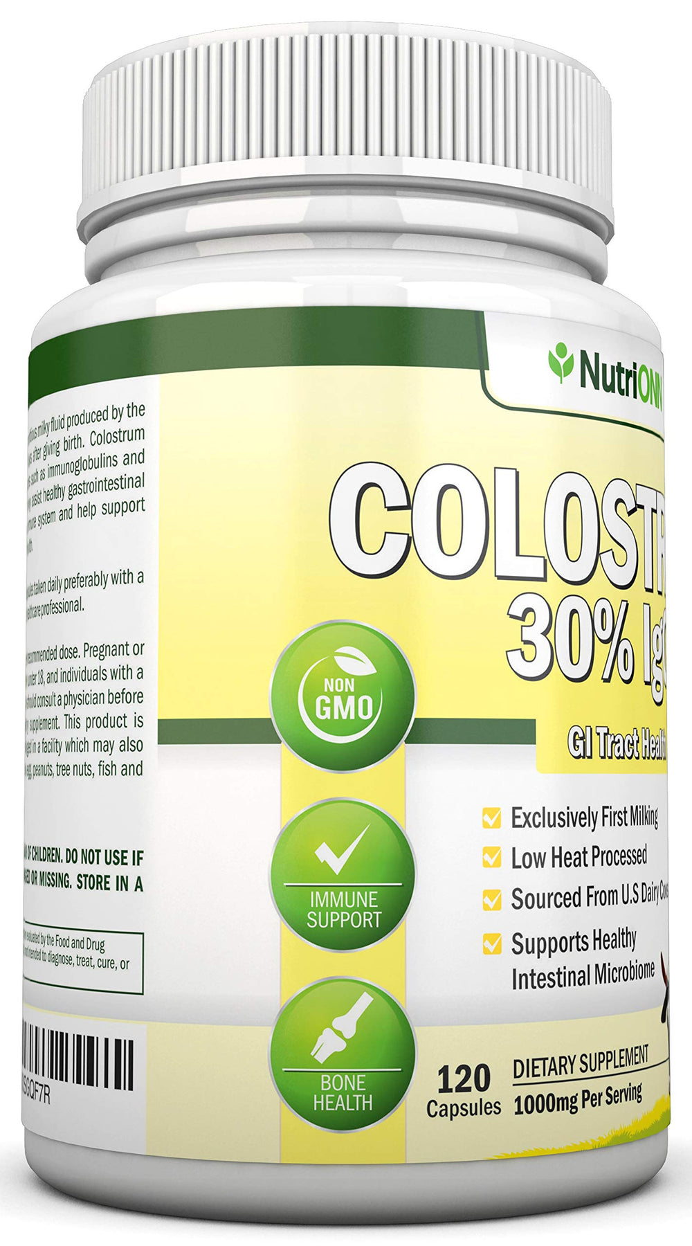 NutriONN Colostrum packaging box emphasizing US dairy sourcing