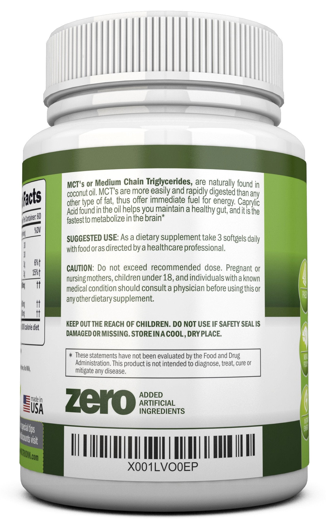 NutriONN MCT Oil from 100% coconuts for clean energy support
