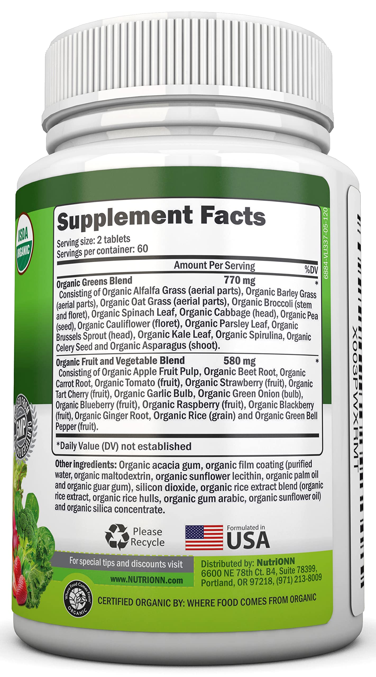 NutriONN greens ingredients close-up highlighting kale and spinach.