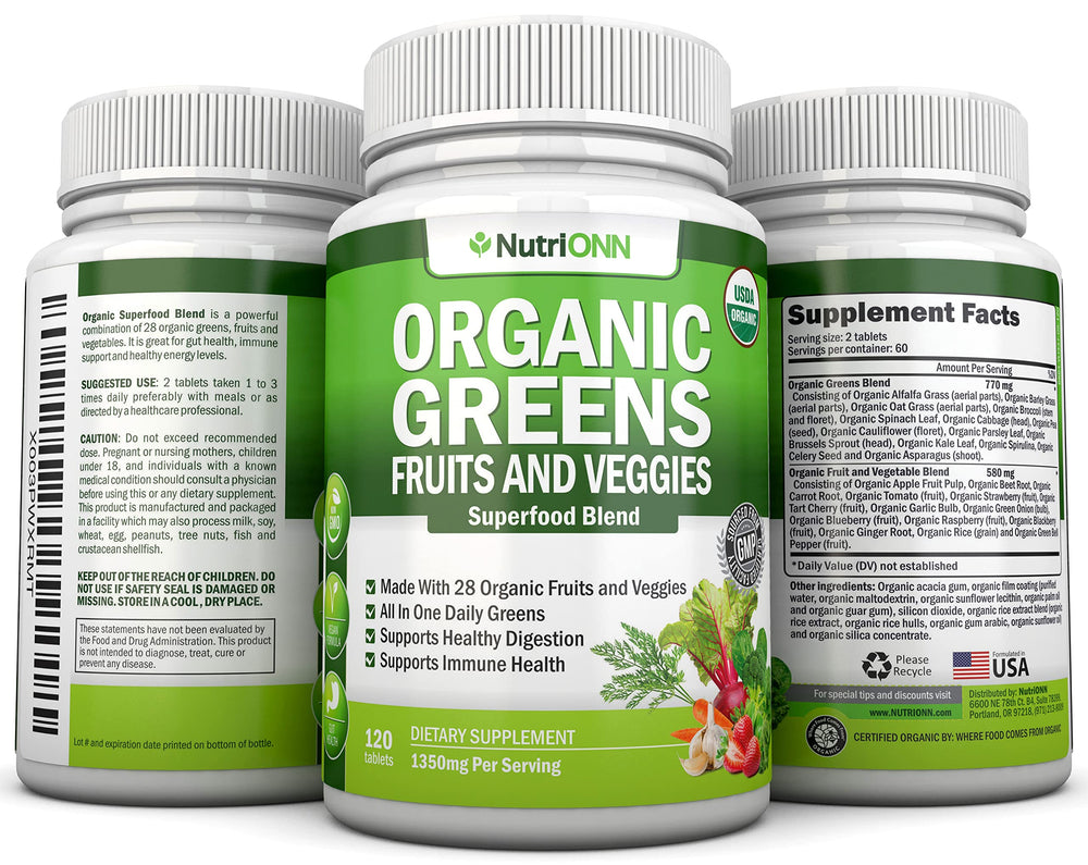 NutriONN organic label close-up showing vegan certification.