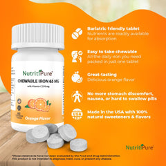 NutritiPure orange-flavor tablets highlighting zesty taste without sugar for stomach comfort.