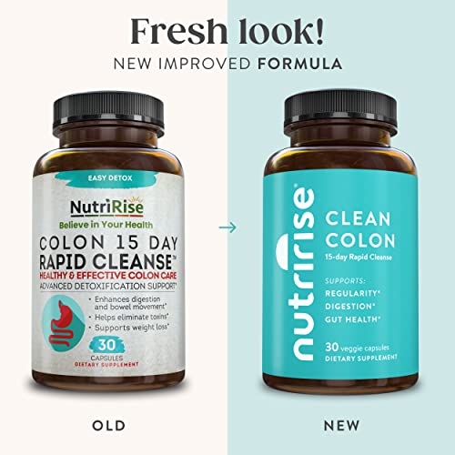 NutriRise cleanse capsules closeup highlighting a fiber-rich formula for daily support.
