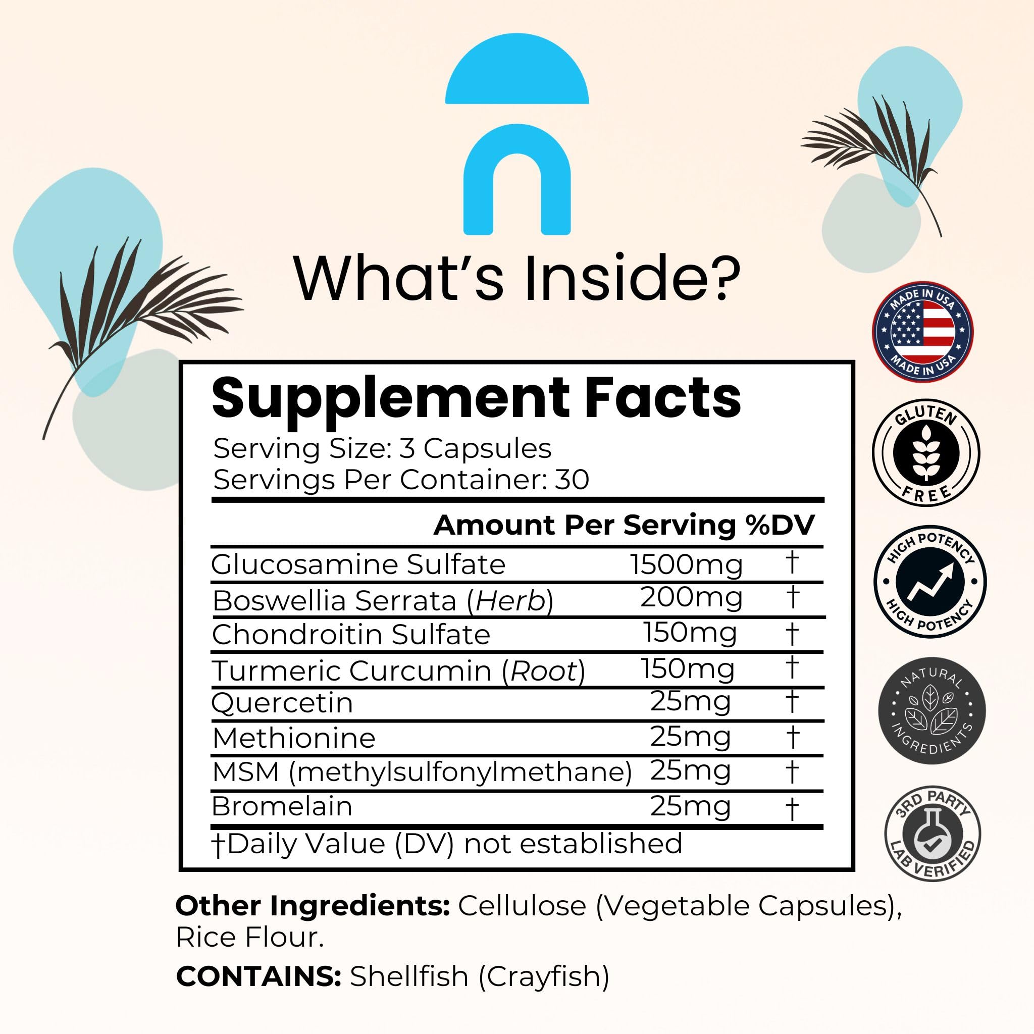 NutriRise Joint Flex bottle label closeup highlights quality ingredients.