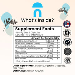 NutriRise Joint Flex bottle label closeup highlights quality ingredients.