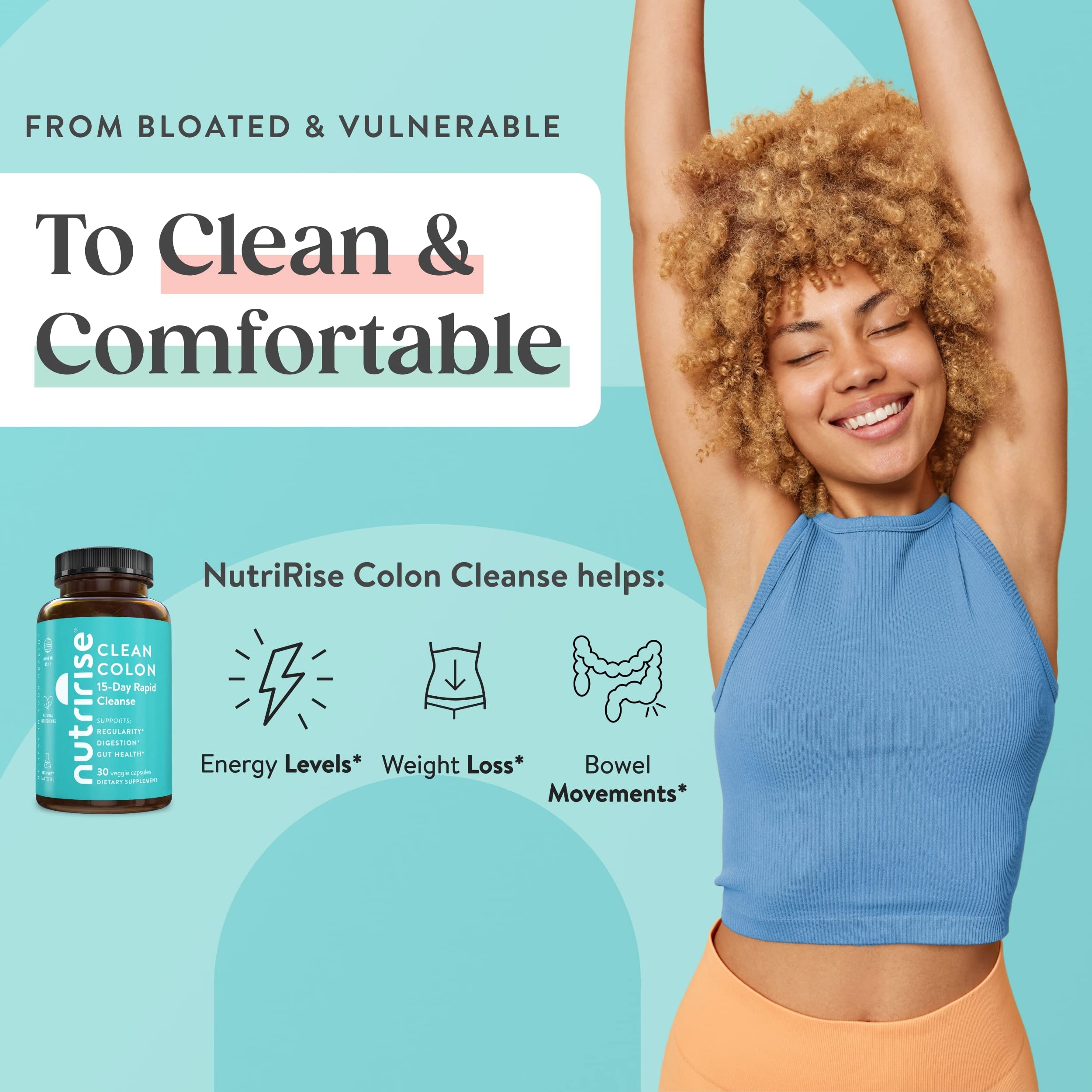NutriRise psyllium husk and flaxseed visual emphasizing prebiotic fiber benefits.