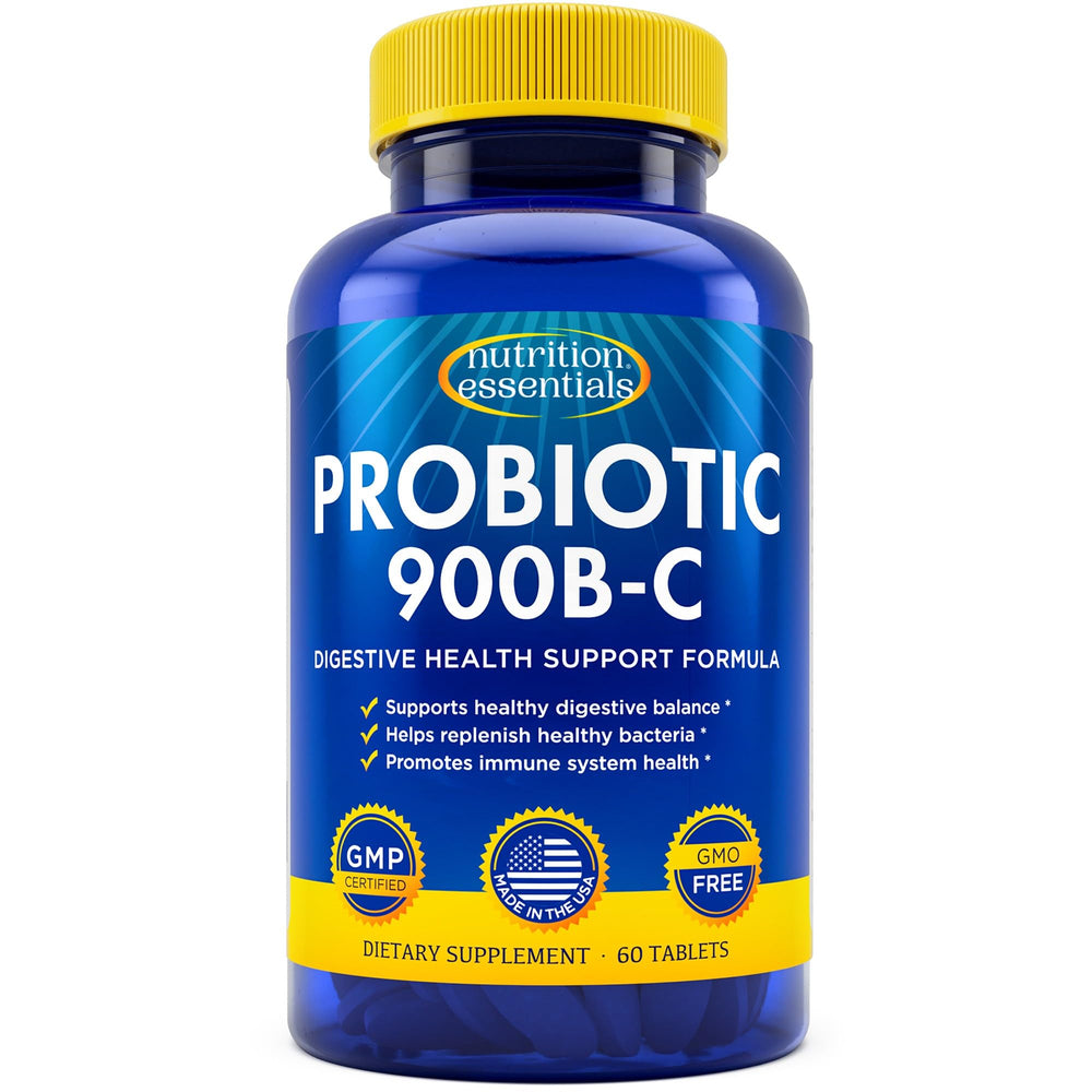 Nutrition Essentials Probiotics bottle pour shows easy daily gut support.