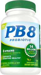 Nutrition Now PB 8 ProBiotic bottle packaging emphasizing vegetarian capsules for daily wellness