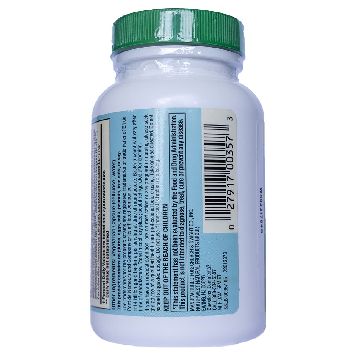 Nutrition Now PB8 Acidophilus Veg with prebiotic inulin detail.