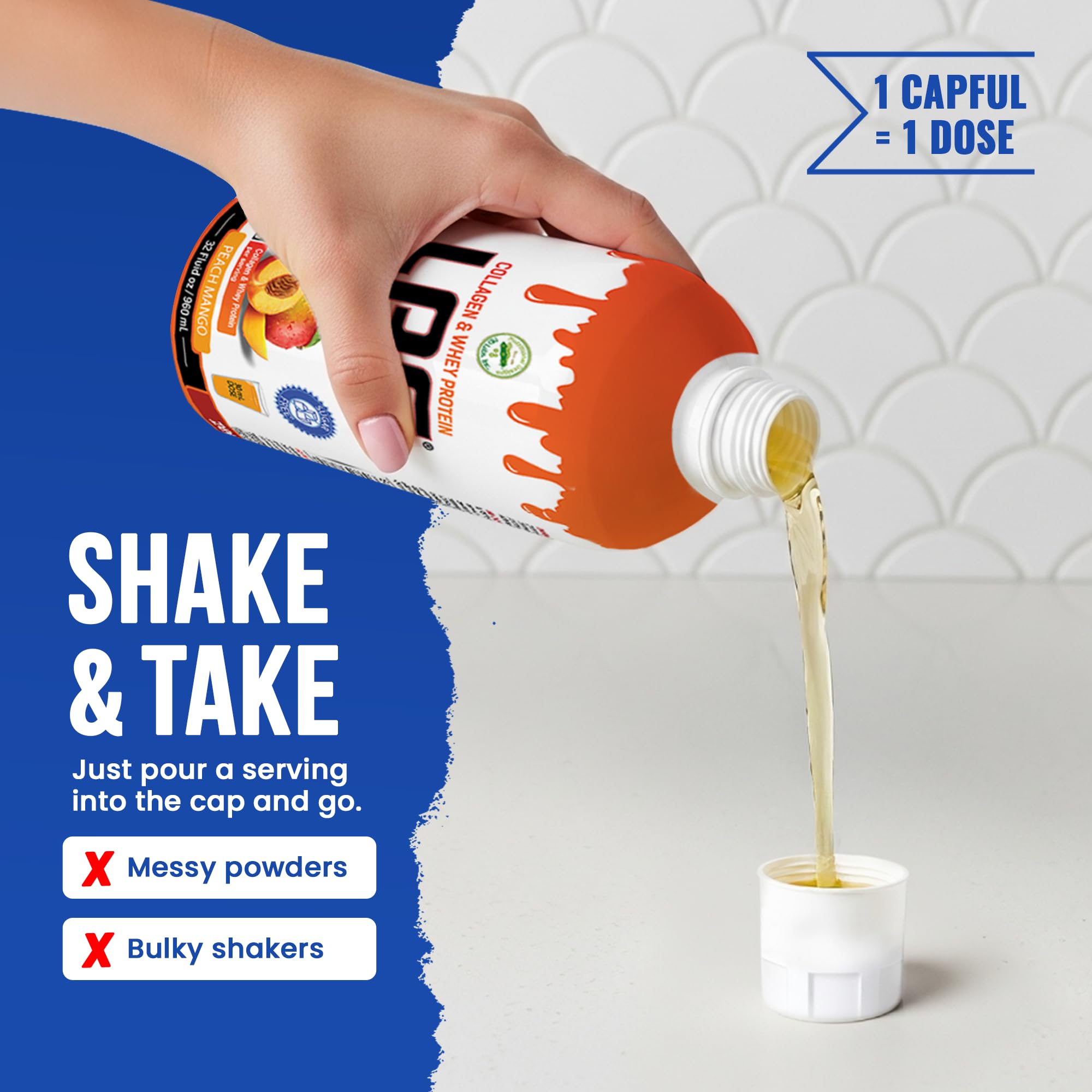 Nutritional Designs LPS glass after pour conveys ready-to-drink versatility