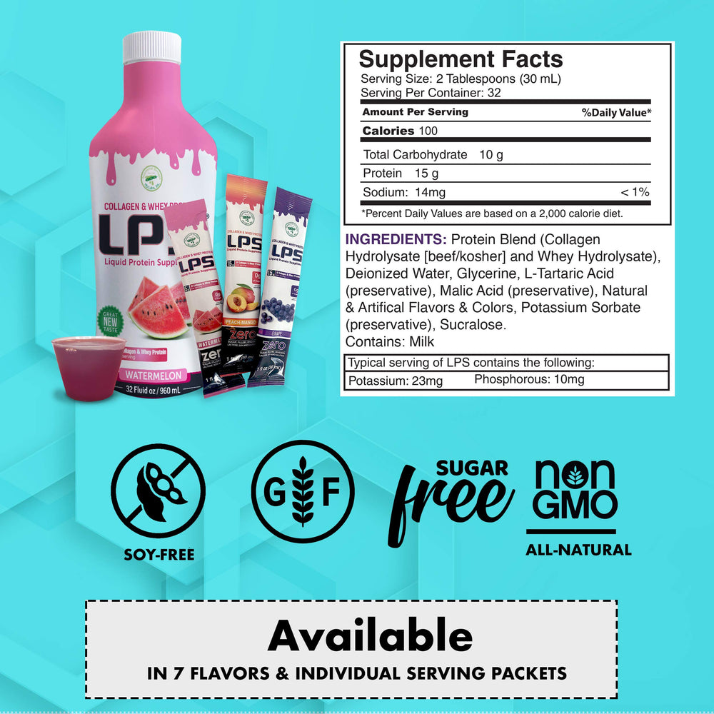 Nutritional Designs LPS label shows clean, sugar-free ingredients and non-GMO status