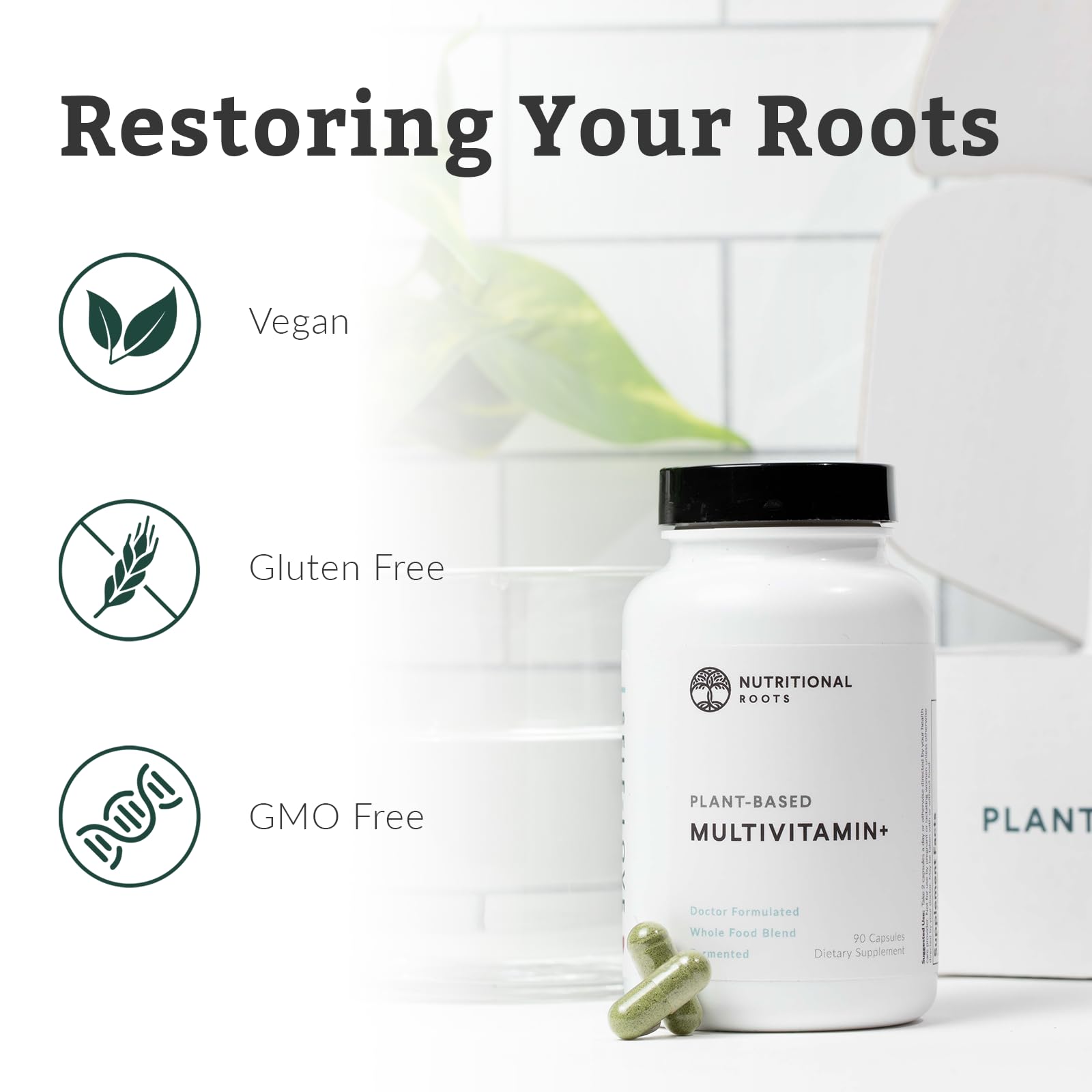 Nutritional Roots fermentation process imagery emphasizes enhanced absorption