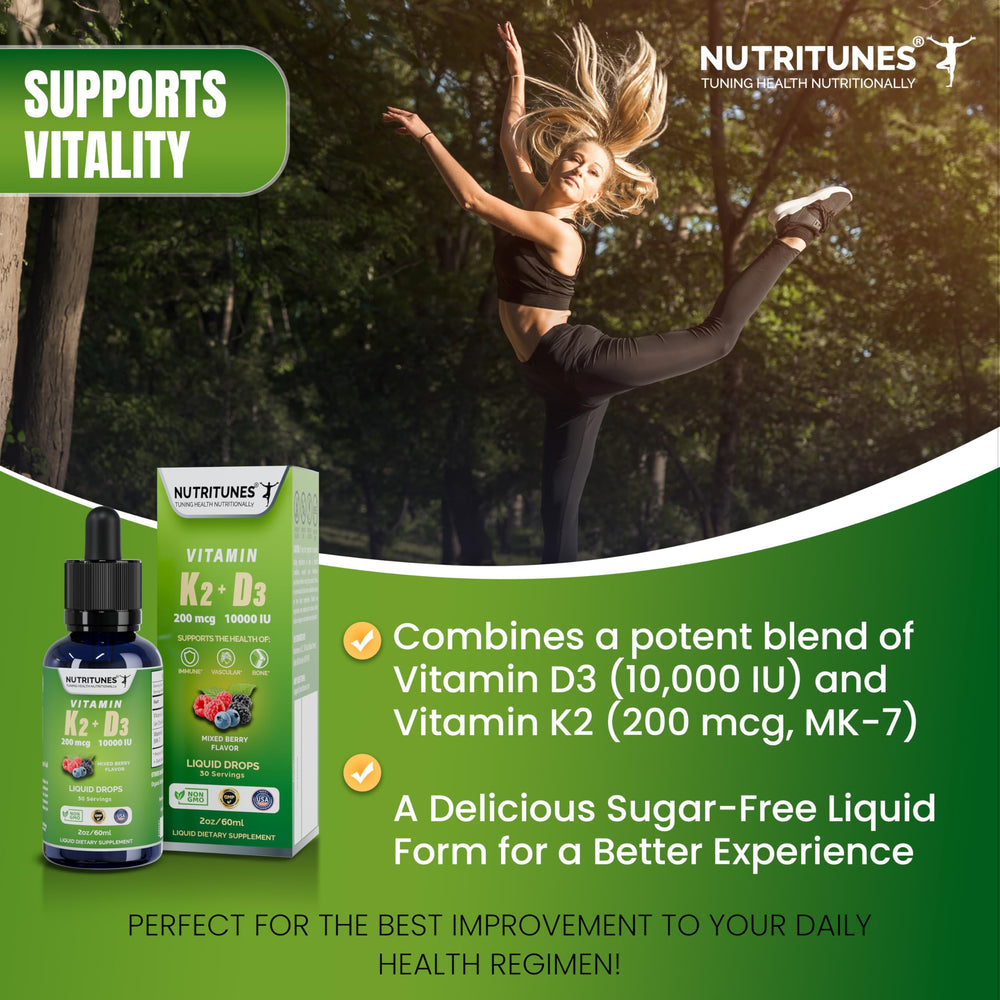 Gotero de dos mililitros para dosis precisas con Nutritunes K2 D3.