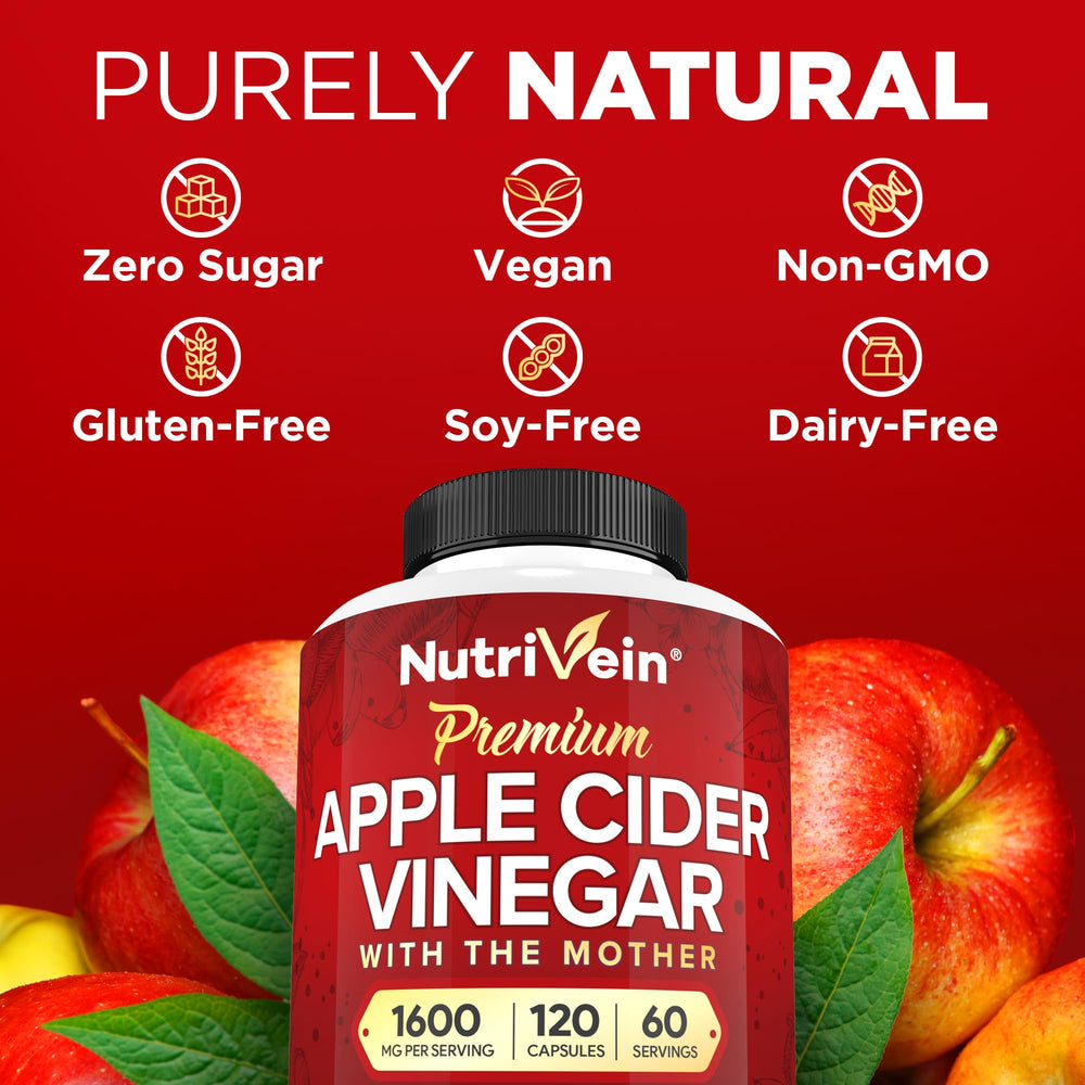 Nutrivein ACV with Mother packaging and bottle emphasizing quality and purity