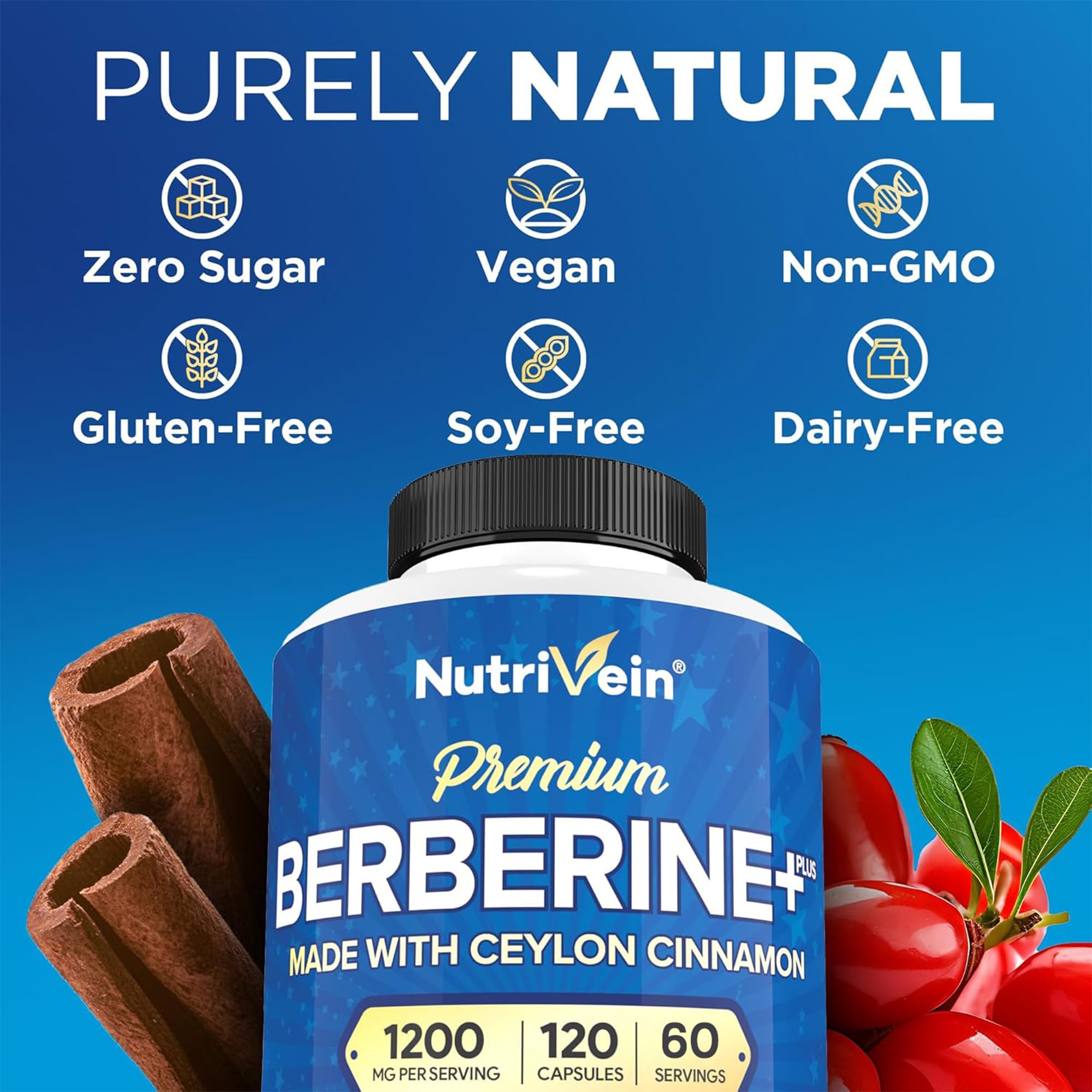 Nutrivein Berberine Metabolism Support capsules for everyday wellness.