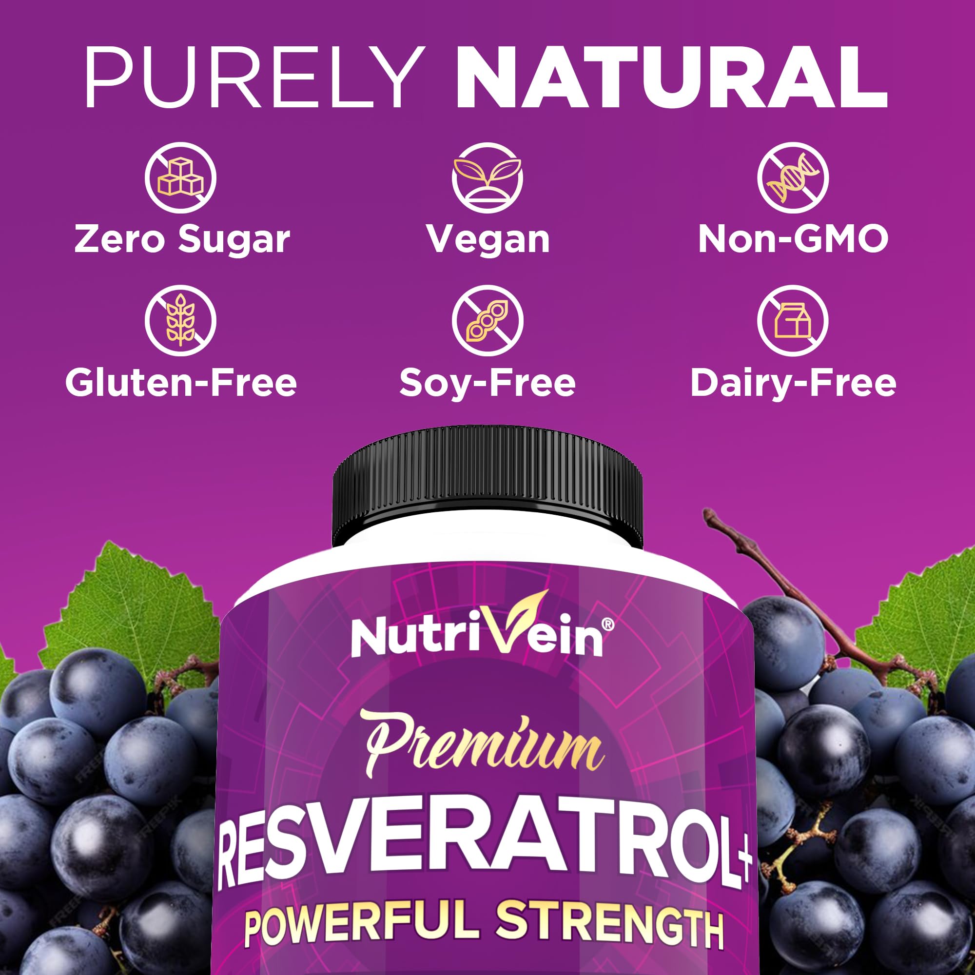 Nutrivein Capsules close-up showing tasteless, easy-to-swallow design