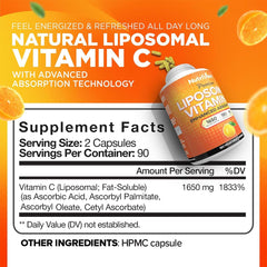 Nutrivein liposomal vitamin C label highlights vegan, gluten-free and dairy-free attributes.