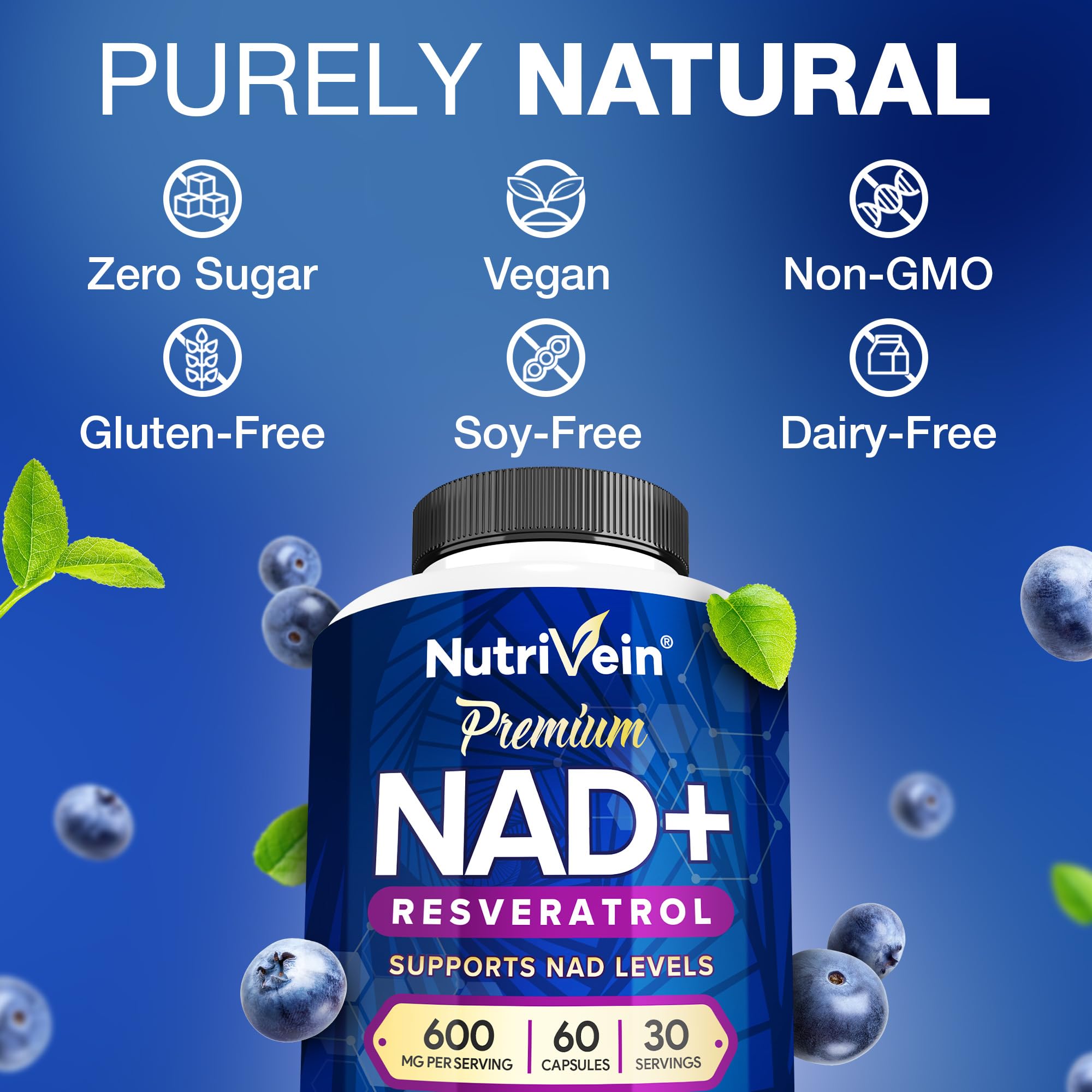 Nutrivein NAD+ Resveratrol capsules in hand ready to take