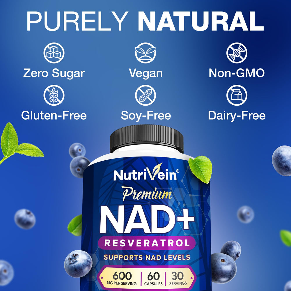 Nutrivein NAD+ Resveratrol capsules in hand ready to take