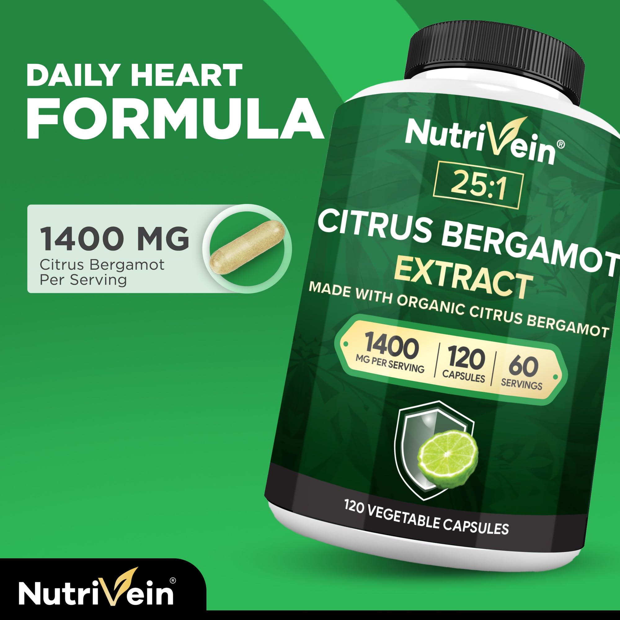 Nutrivein Citrus Bergamot bottle label showing premium formulation
