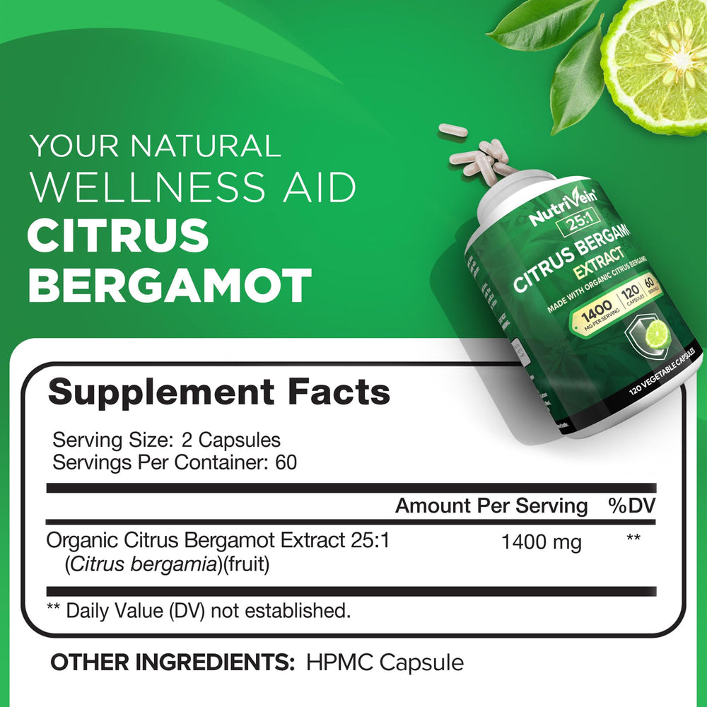 Nutrivein Citrus Bergamot capsules close-up for easy daily wellness