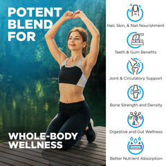 Nutrivein Premium Multi Collagen pills ingredients chart with grass-fed and natural sources