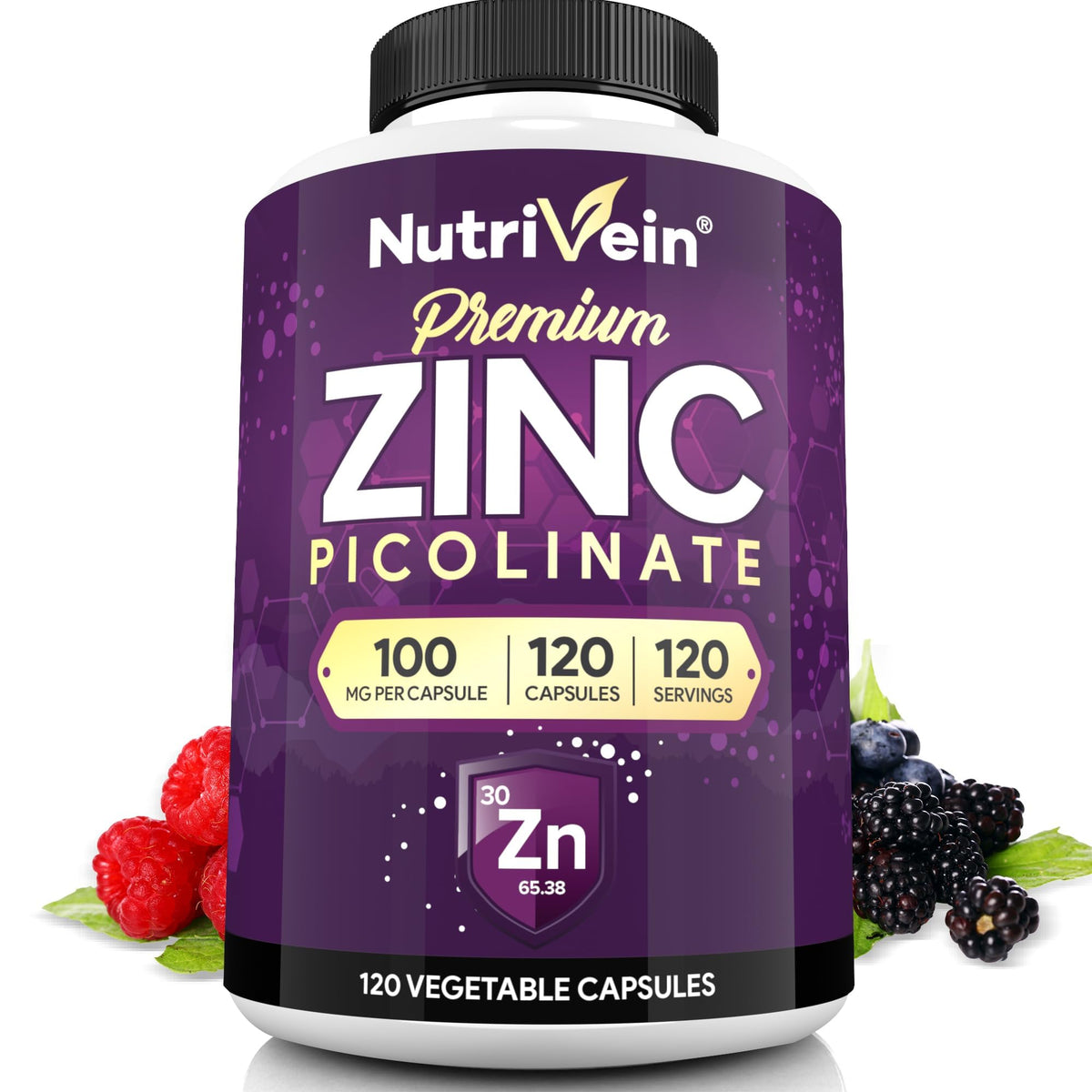 Nutrivein zinc picolinate 100mg bottle for easy daily nourishment