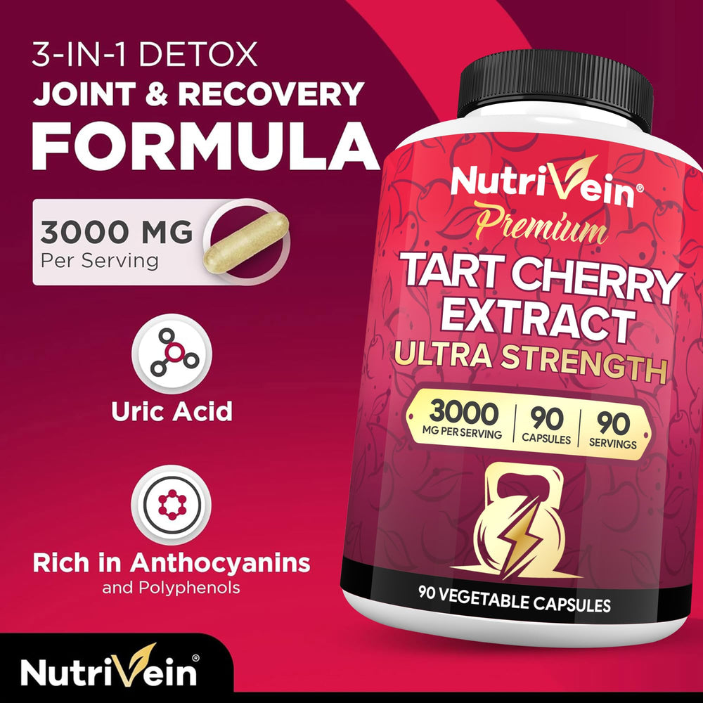Nutrivein Tart Cherry Capsules capsules visible for easy dosing.
