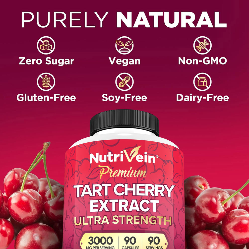 Nutrivein Tart Cherry Capsules on morning desk for daily use.