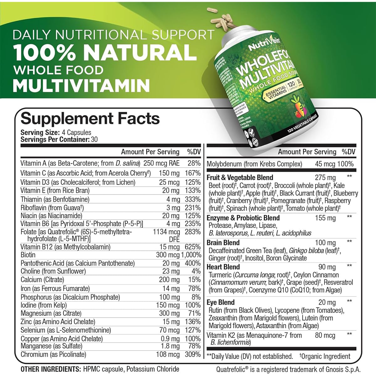 Nutrivein vegan multivitamin capsules close-up for everyday nourishment.