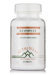 NutriWest B-Complex 90 tablets pack shot highlighting energy support