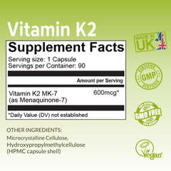 NutriZing K2 MK-7 bottle with 90 capsules and 3-month supply.