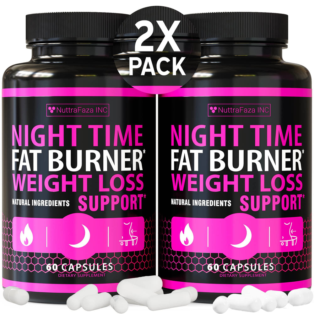NuttraFaza INC night time weight loss pills twin bottle showcases nighttime appetite control