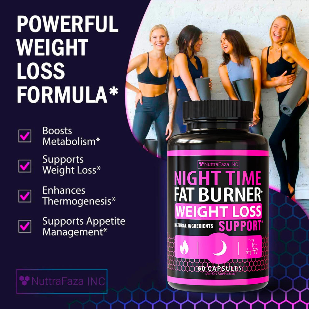 NuttraFaza INC night time weight loss pills ingredients panel on packaging for transparency