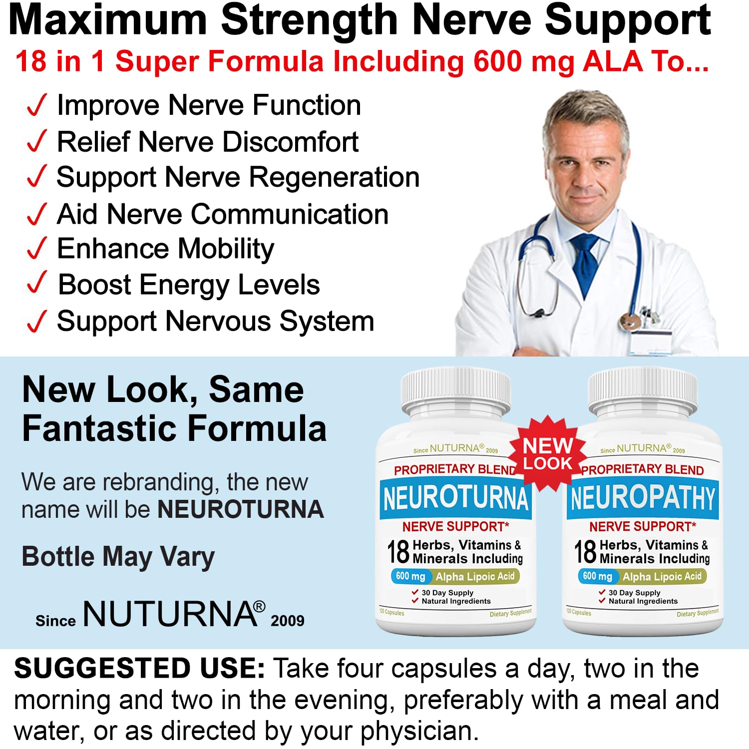 Nuturna Neuropathy Support close-up jar with clear labeling