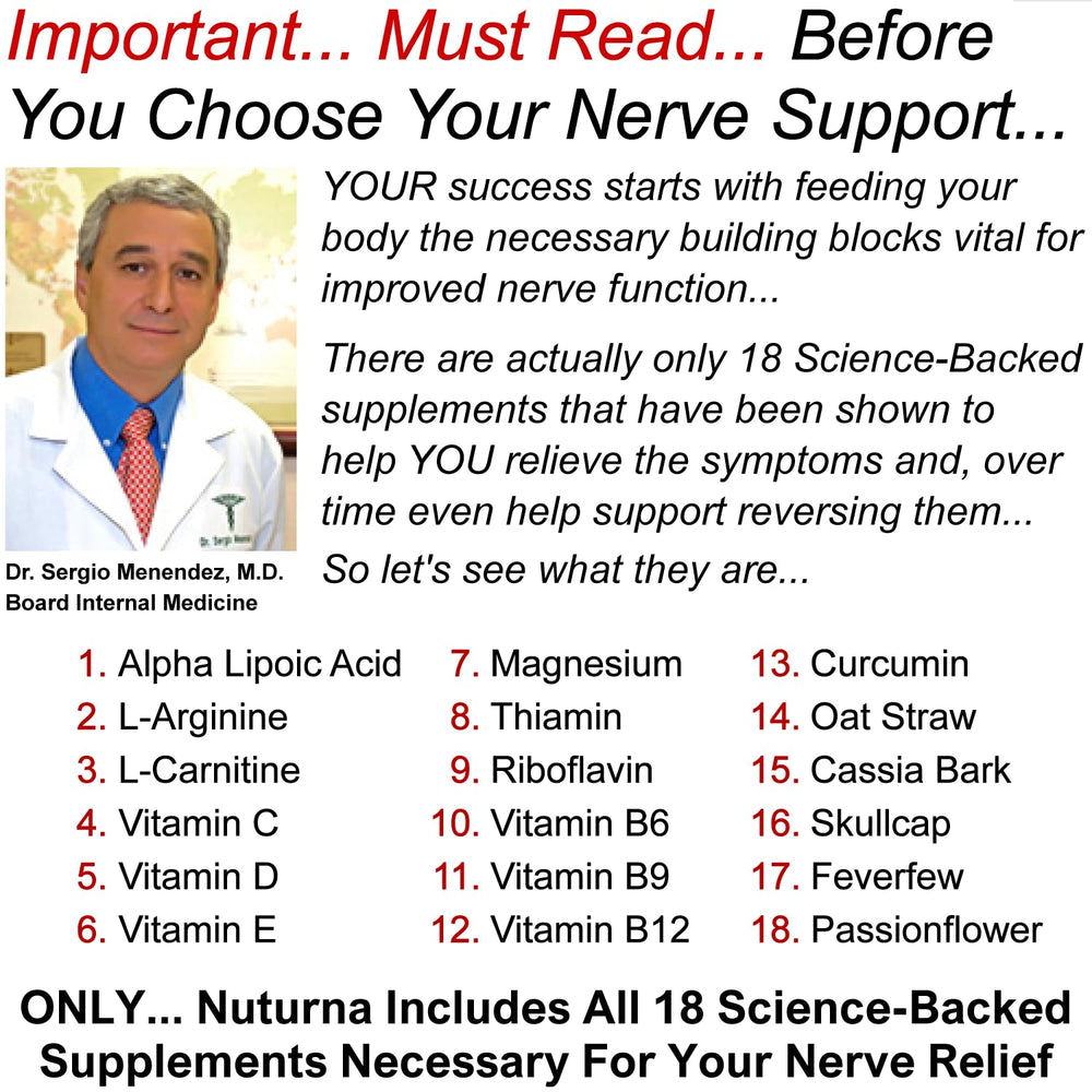 Nuturna Neuropathy Support 18-ingredient blend visual emphasis