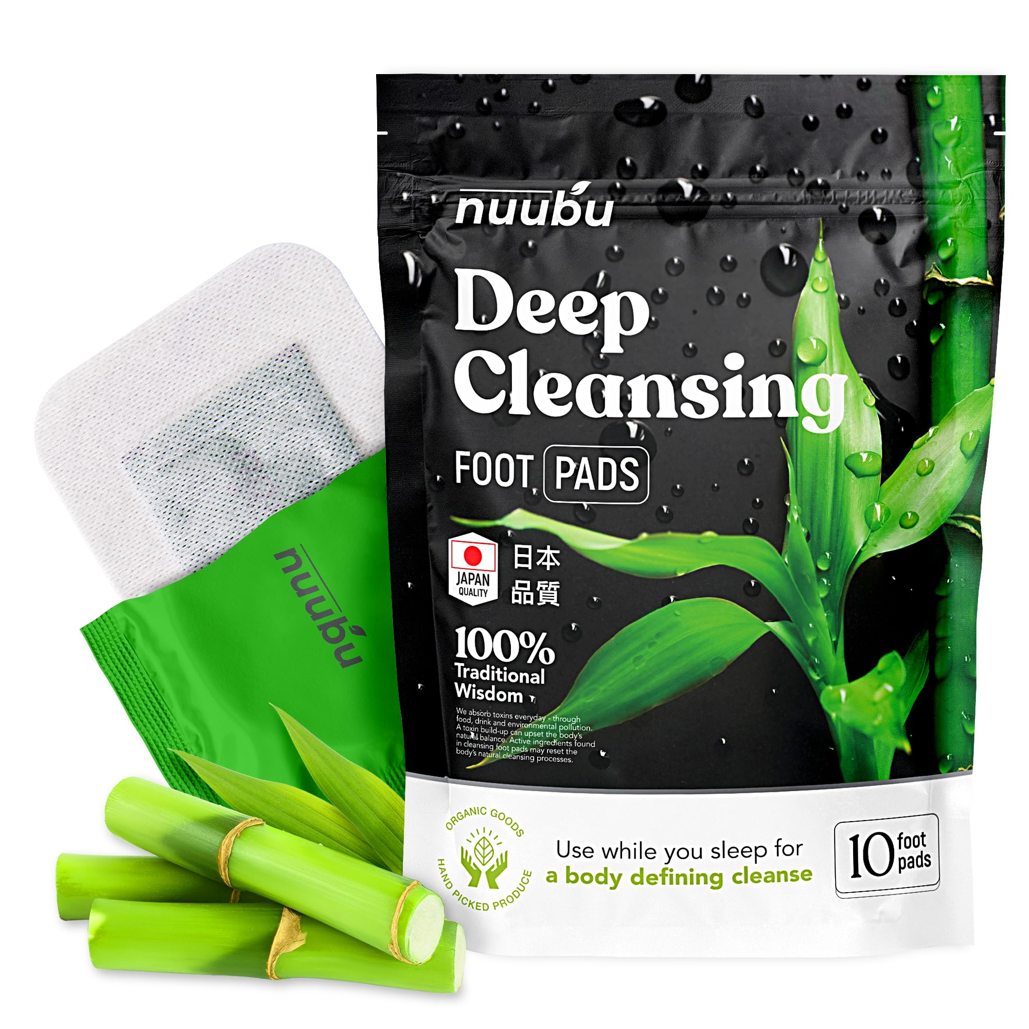 Nuubu Deep Cleansing Foot Pads pack front view for nightly self-care.