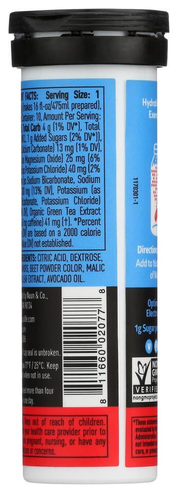 Prepared Nuun Energy Cherry Limeade drink in a glass for a refreshing break.