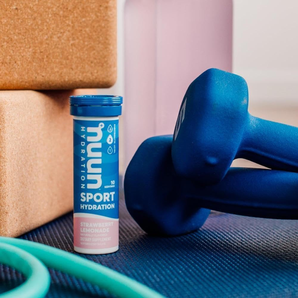 Nuun Hydration Active packaging and use-case shot with 16 oz water