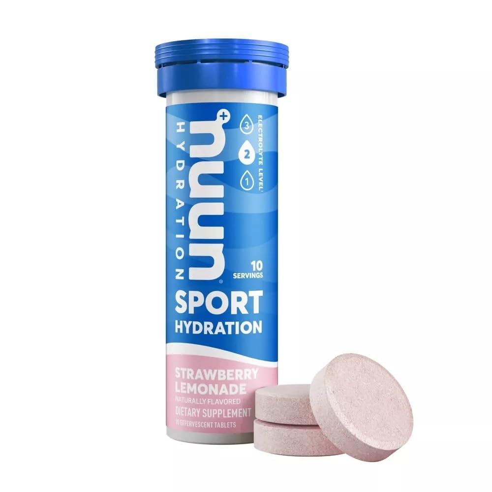 Nuun Hydration Active Strawberry Lemonade packaging with six-pack for on-the-go hydration