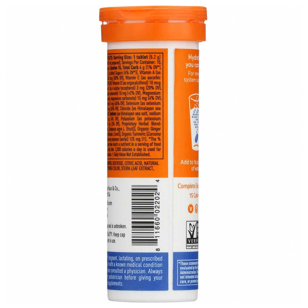 Close-up of Nuun Immunity Blueberry Tangerine tablets with bold flavor